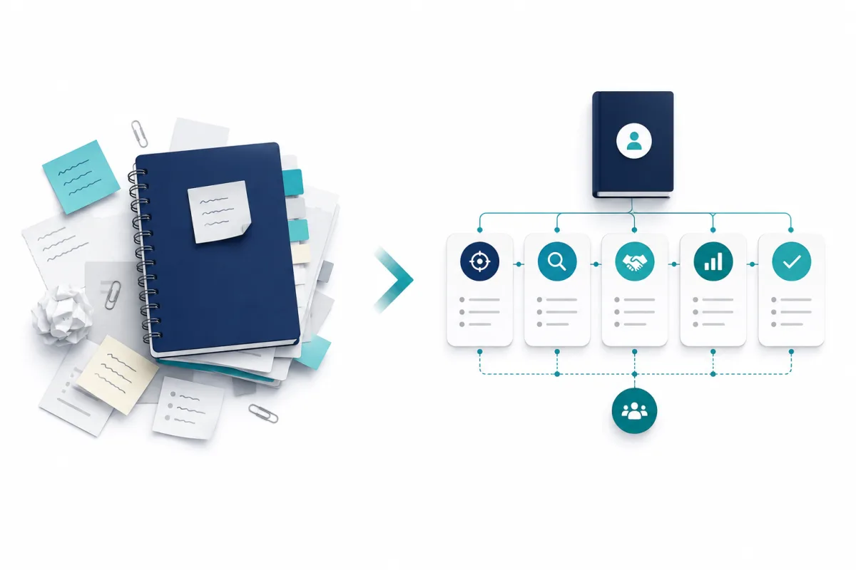 Founder knowledge handed over as a structured sales playbook